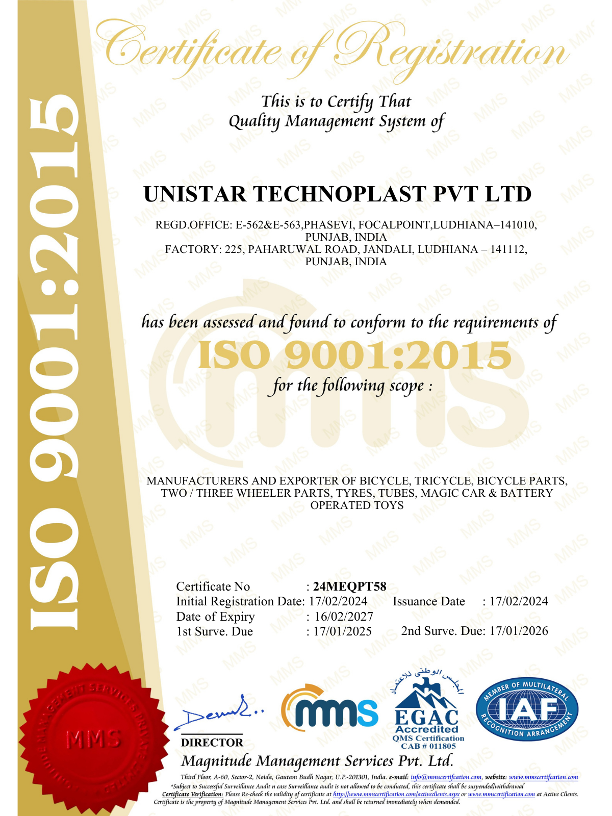 ISO 9001:2015 certificate