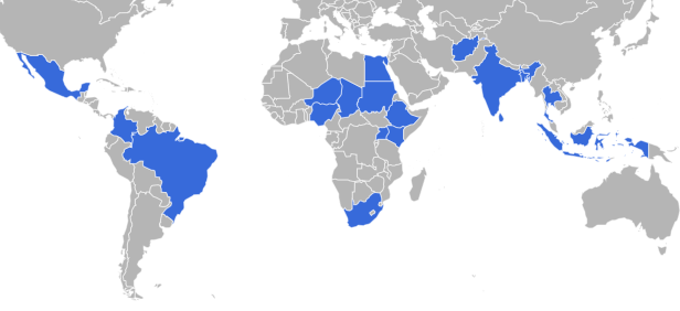 World map showing Unistar export regions